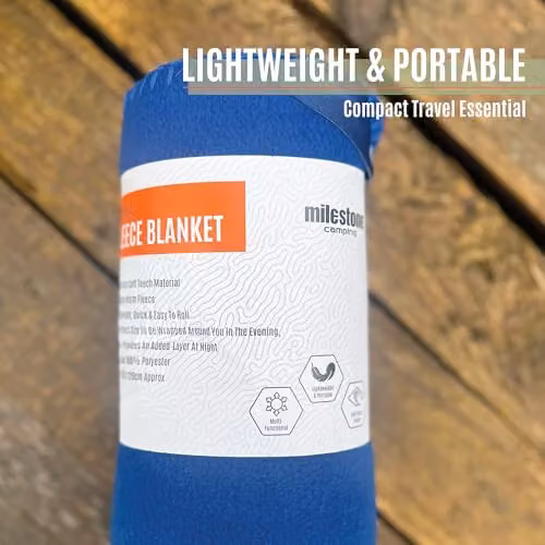 Milestone Blue Thermal Fleece Blanket, W/D/H: 120 x 150 cm – 4