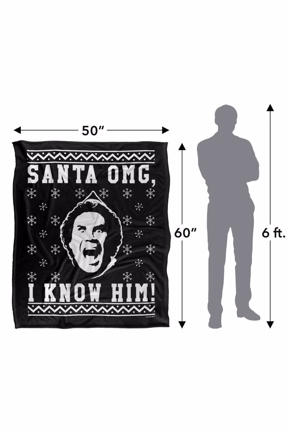 Warner Bros. Elf OMG Faux Sweater Silky Touch Super Soft Fluffy Throw Blanket, Multicolour, Large – 3