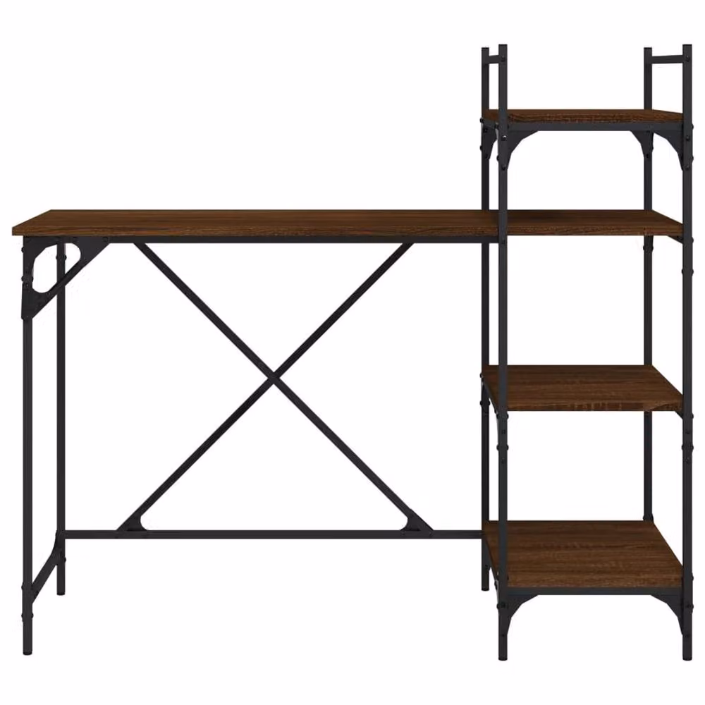 Berkfield Home Decorative Computer Desk with Shelves in Brown Oak, W/D/H: 120 x 47 x 109 cm – 4