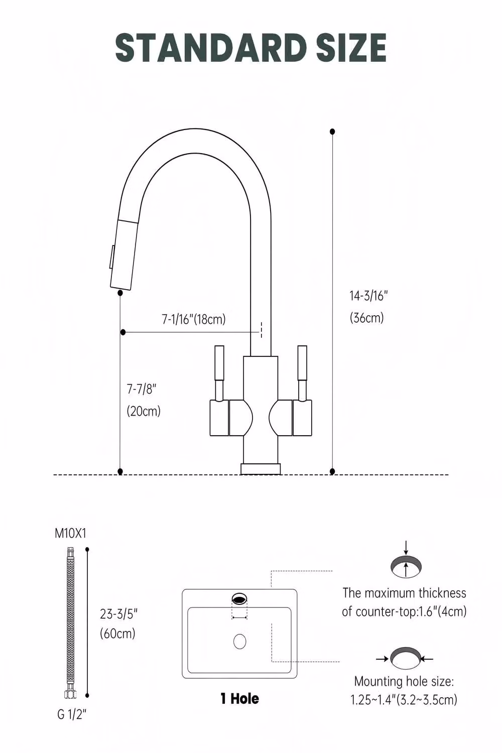 JANLEMNY Dual Lever Kitchen Mixer Tap in Matte Black with Pull Out Spout and Spray Function – 3