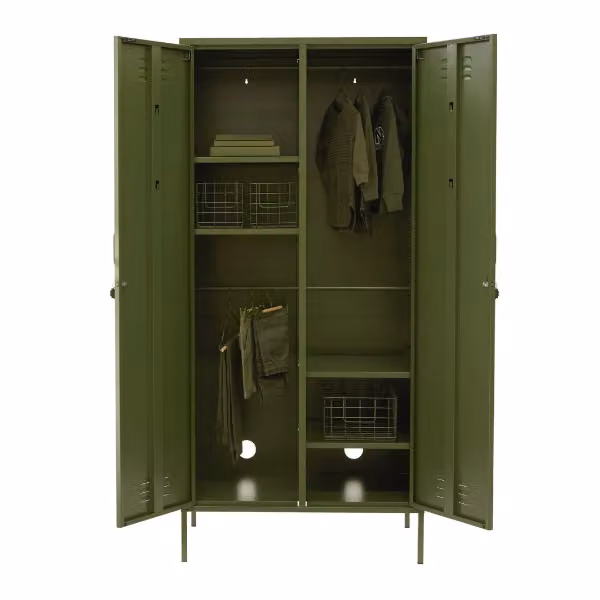 Mustard Made The Twinny Storage Locker in Olive Green, H 183 x W 85 x D 50 cm – 2