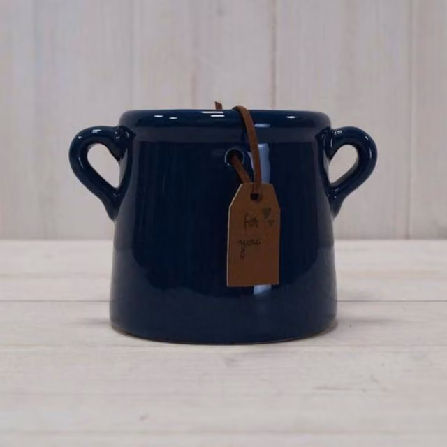 KDMD Rustic Blue Ceramic Tabletop Plant Pot