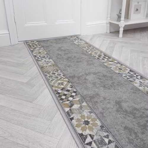 runrug Murcia Loop Pile Hallway Runner Rug, Grey, W: 80 cm, L: 300 cm – 1