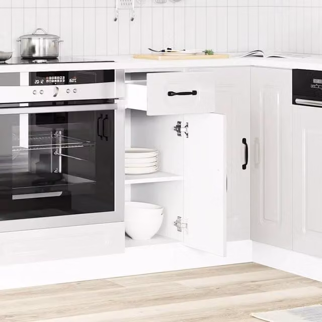 Berkfield Home Kalmar High Gloss White Kitchen Base Cabinet in Engineered Wood