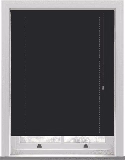 NewEdgeBlinds Black PVC Venetian Blind with 25mm Slats, Width: 152 cm