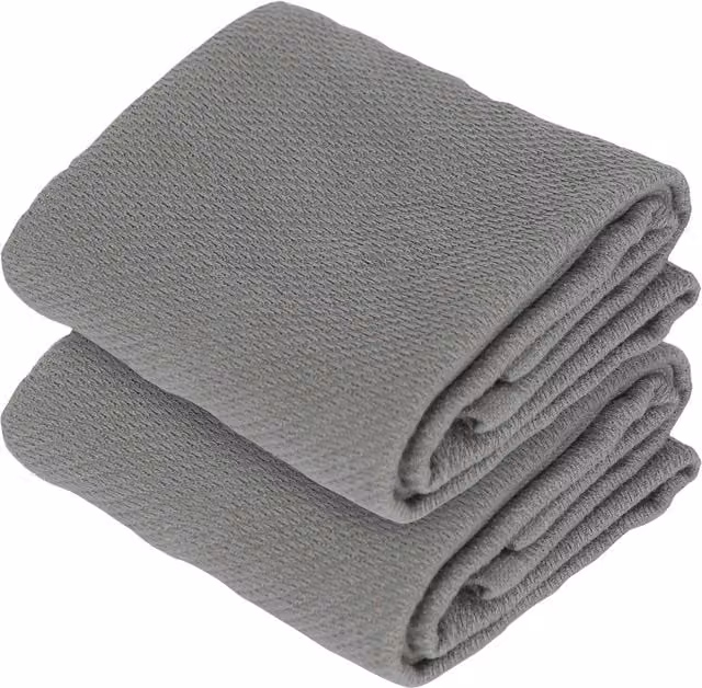 Nicola Spring Highly Absorbent Cotton Tea Towel, Grey, Pack of 2