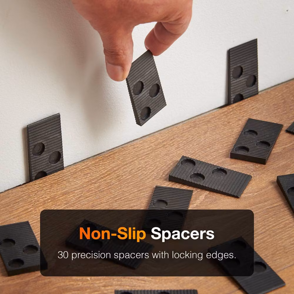 MasterWorx Laminate Flooring Tool Kit with Pull Bar, Tapping Block and Spacer Wedges in Black – 4
