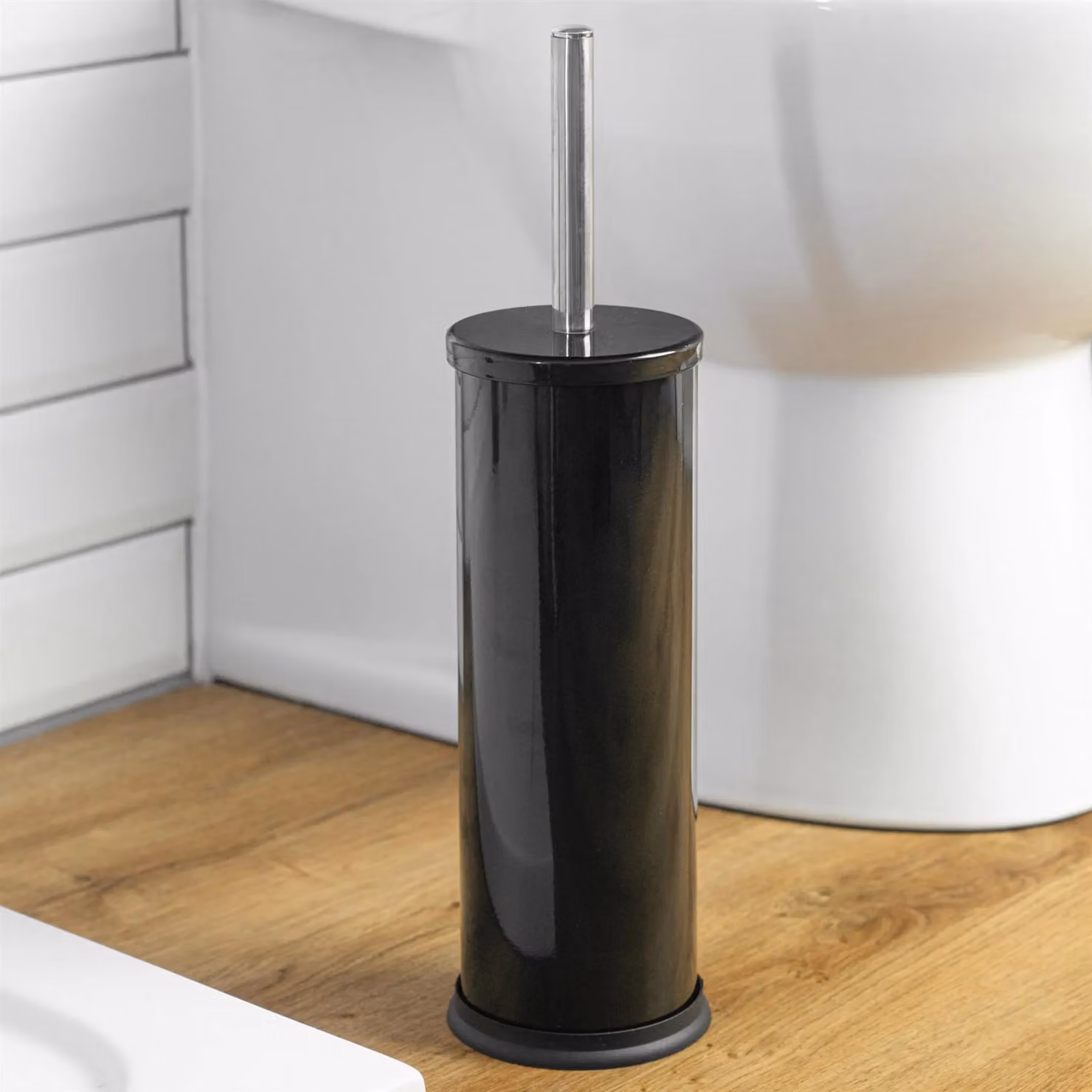 Harbour Housewares 3L Stainless Steel Pedal Bin and Toilet Brush Set in Black – 6