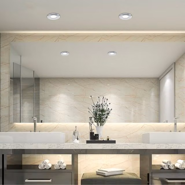 ValueLights 4 Pack Chrome IP65 Recessed Round Bathroom Ceiling Downlights