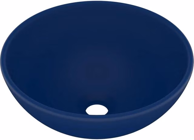 Berkfield Home Luxury Round Ceramic Bathroom Basin in Matt Dark Blue, Diameter: 32.5 cm, Height: 14 cm – 1