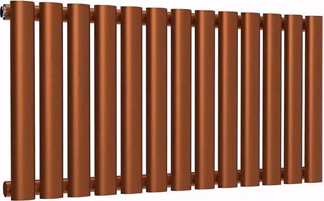 Lux Heat Oval Horizontal Steel Radiator in Bronze, W: 78 cm, H: 40 cm, D: 4 cm