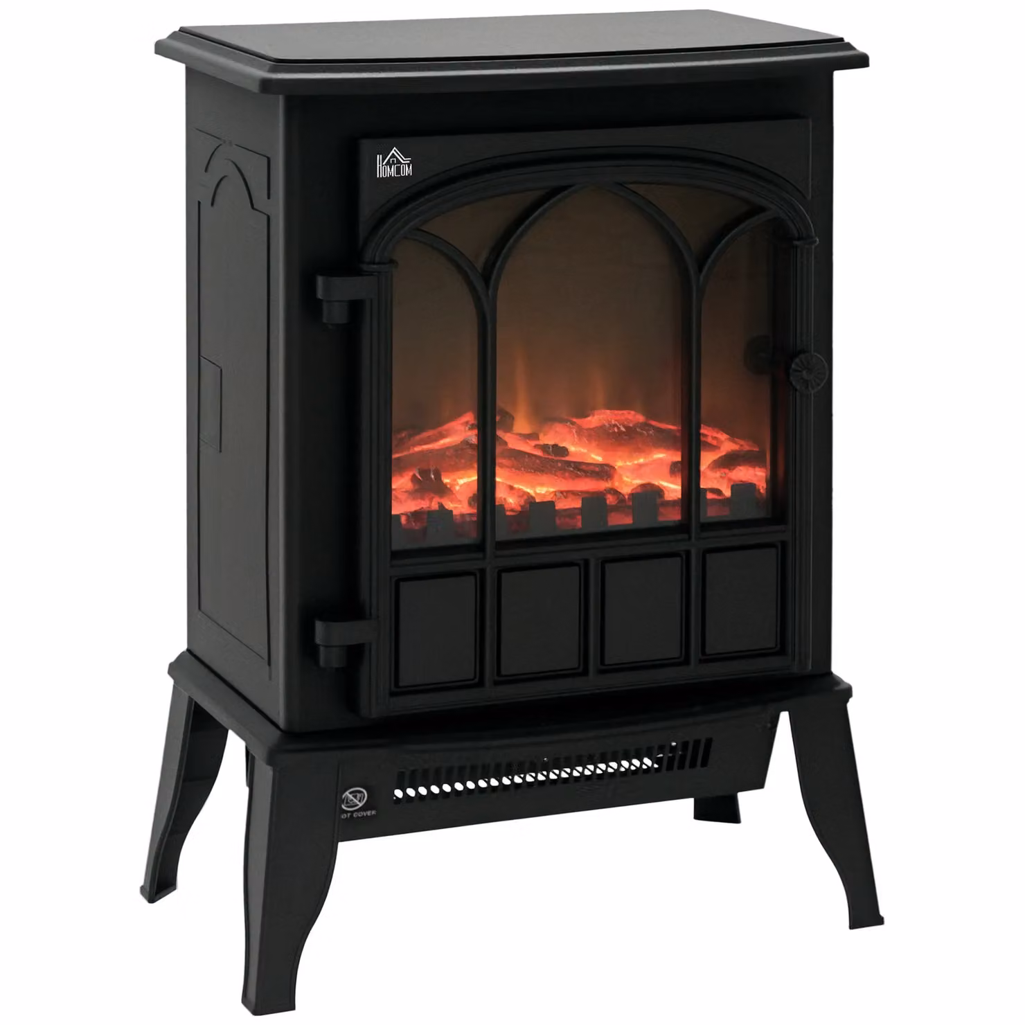 HOMCOM Electric Stove Heater with LED Flame Effect, 2000W, Black – 2