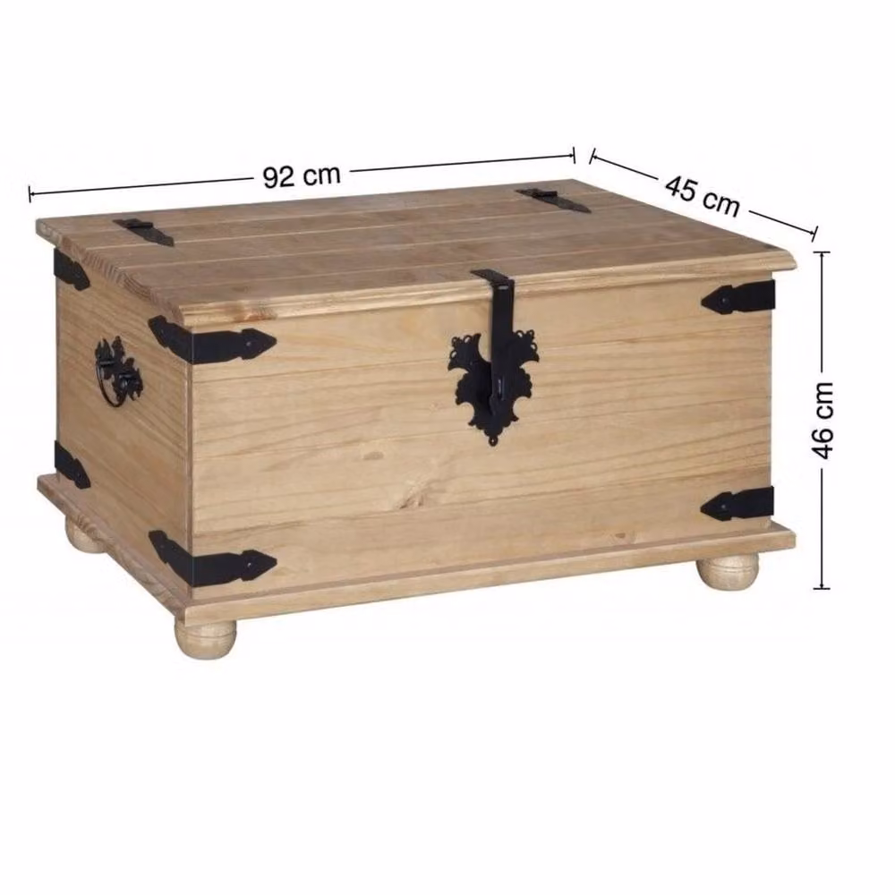 FORGEVIO Solid Wood Blanket Box Storage Toy Trunk Ottoman in Natural Pine – 2