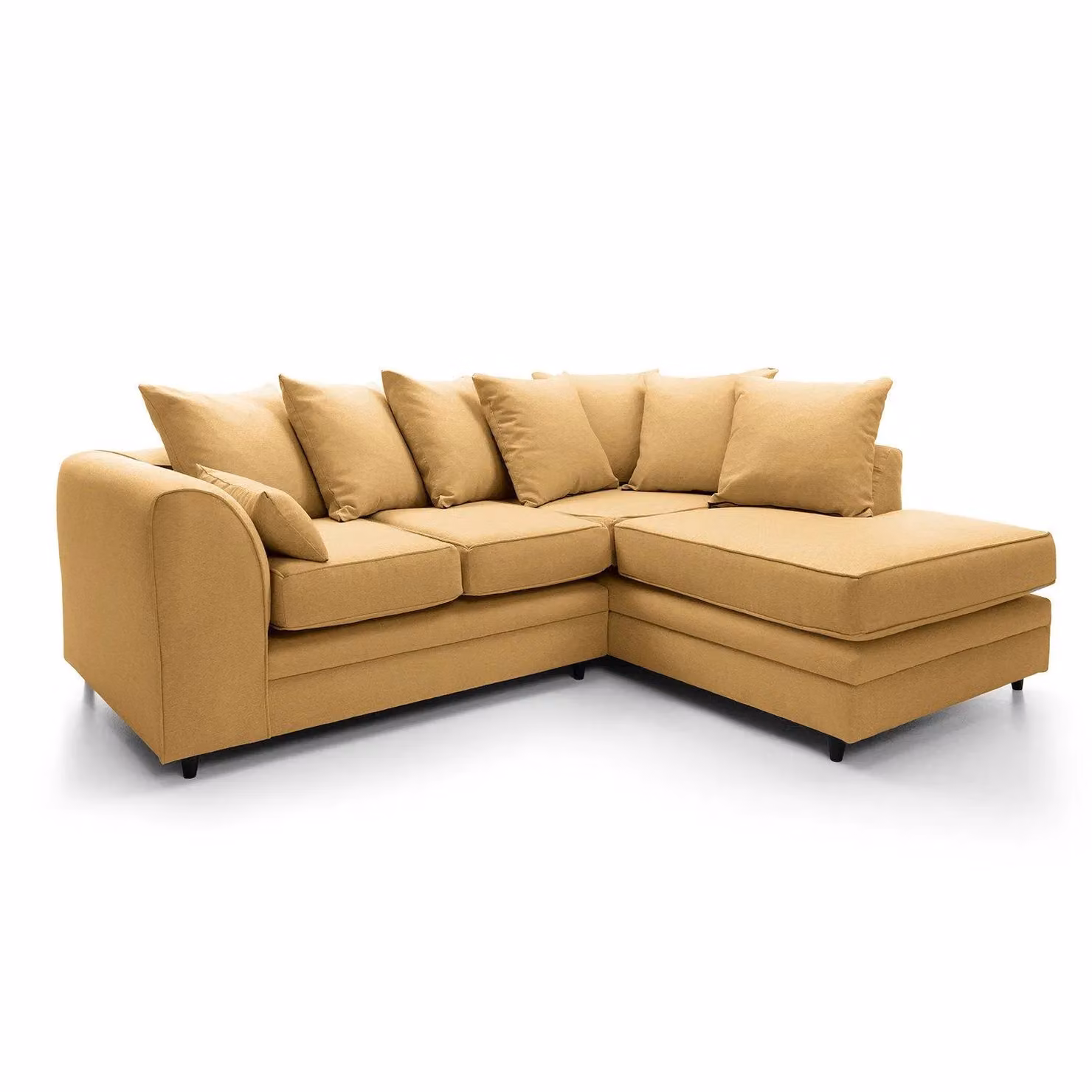 Abakus Direct Darcy Right Hand Facing L-Shaped 3 Seater Corner Sofa in Yellow Fabric, W: 212 cm, D: 164 cm, H: 90 cm – 2