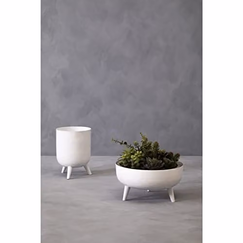 Orsina Elegant White Metal Planter, W: 30 cm, D: 30 cm, H: 15.5 cm – 2
