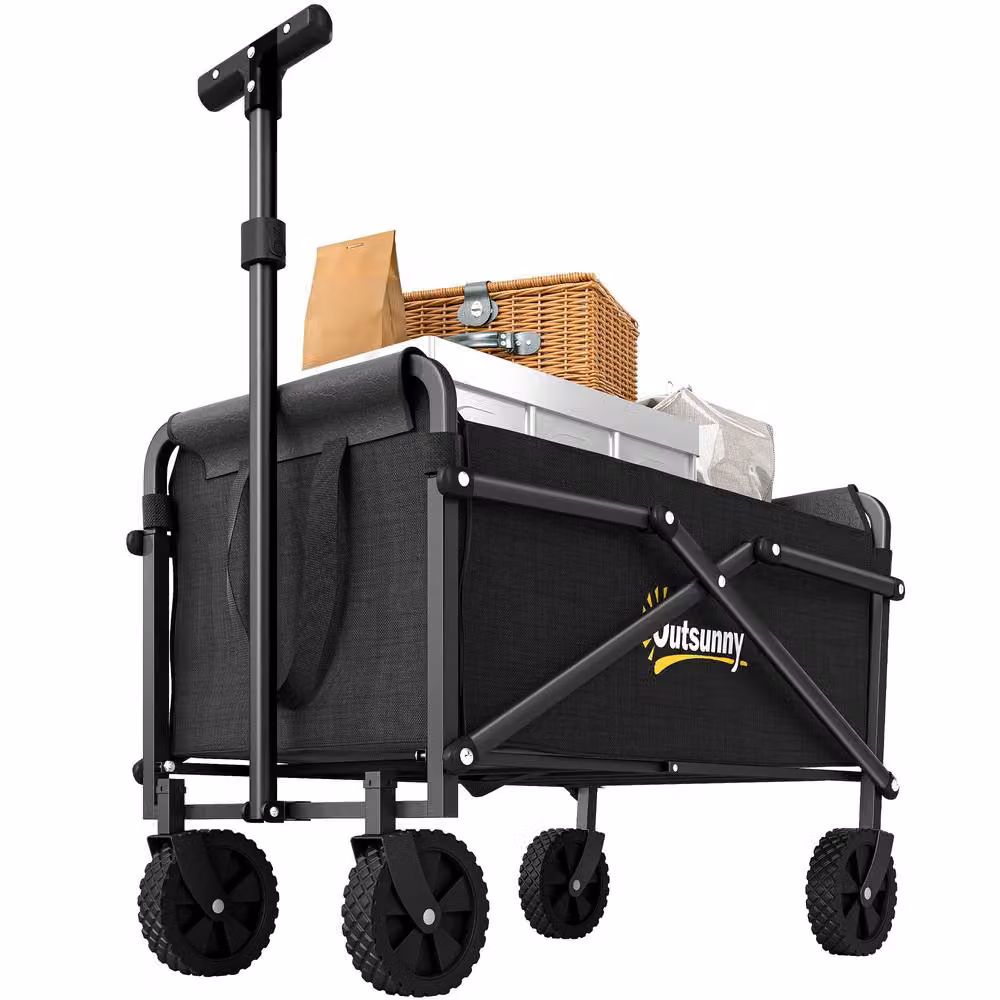 OUTSUNNY 62L Festival Folding Trolley Cart, Black – 2