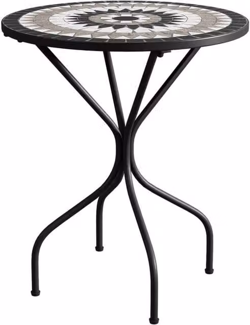 Kelvenix Round Mosaic Ceramic Garden Bistro Table in Black, Diameter: 60 cm