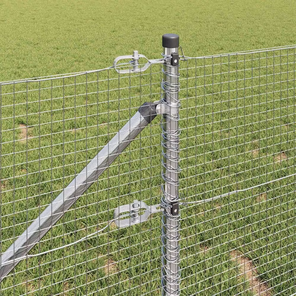 Berkfield Home Modern Welded Wire Fence with 13 Spike Posts, Galvanised Steel, Silver, W: 0.4 m, L: 100 m – 3
