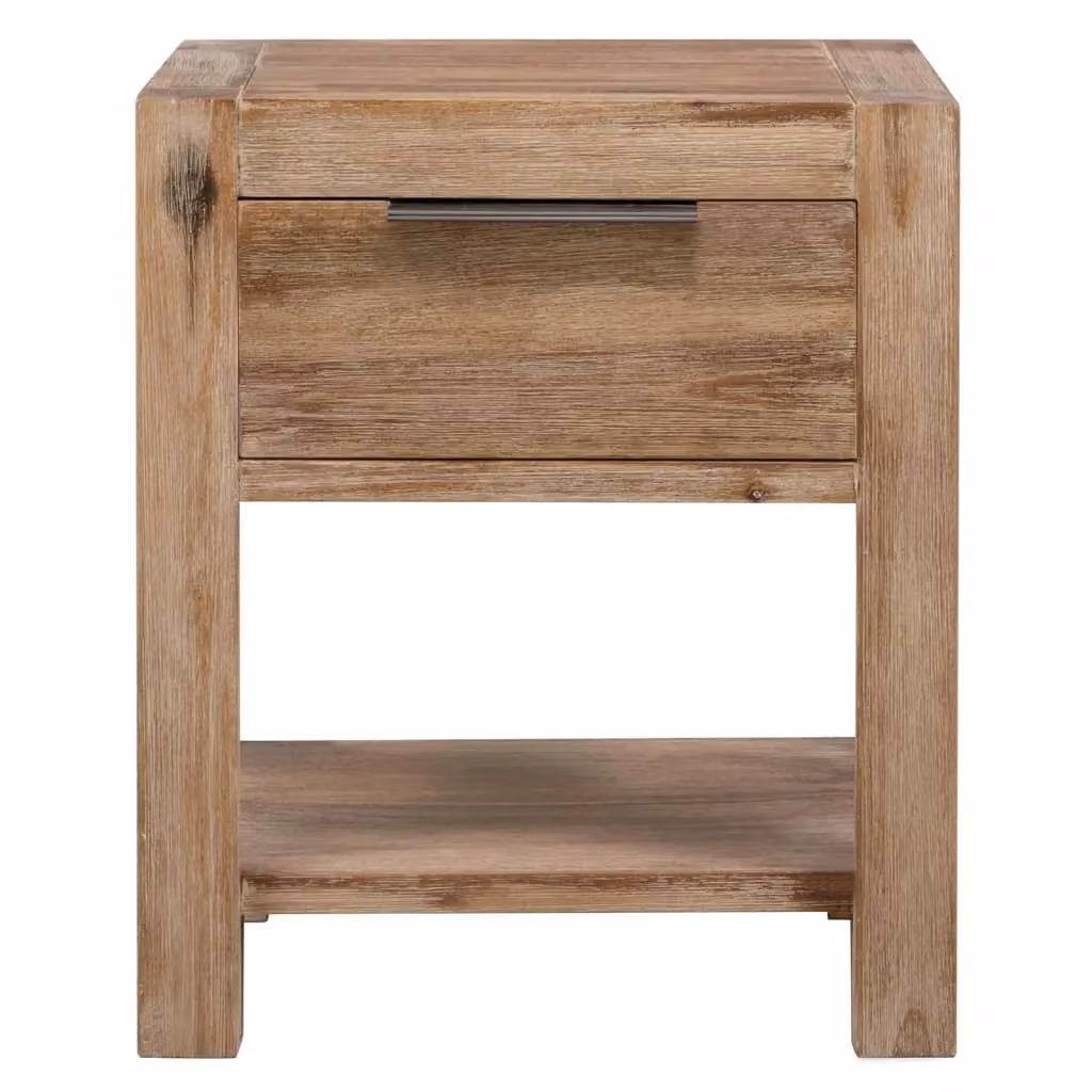 Berkfield Home Retro Nightstand with Drawer in Brown Solid Acacia Wood W/D/H: 40 x 30 x 48 cm – 2