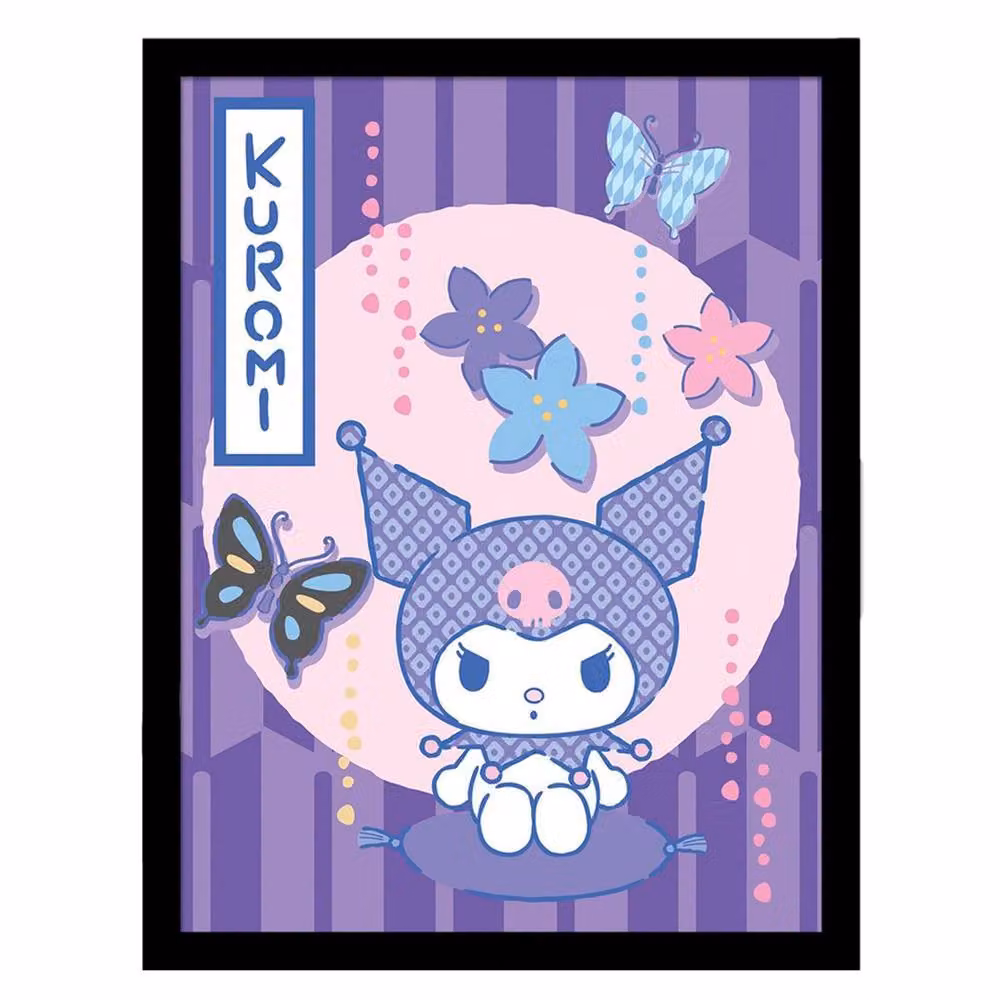 Sanrio Kuromi Multicolour and Purple Framed Paper Poster with Wood Frame – 2