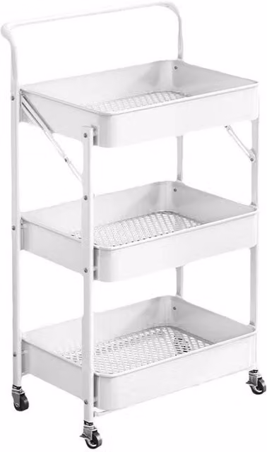 SPETLEK 3 Tier Storage Trolley on Wheels, White