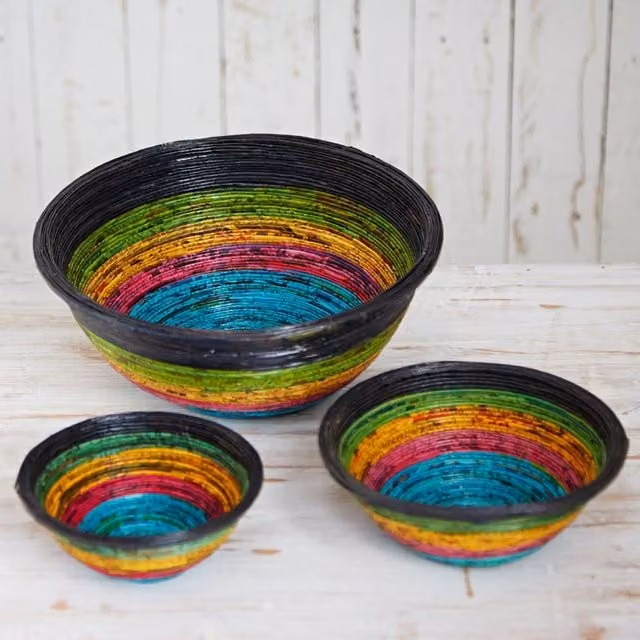 Paper High Large Multicolour Recycled Newspaper Bowl