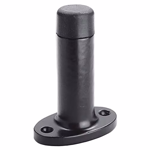 Loops 2 Pack Wall Mounted Cylinder Doorstop on Oval Rose with Rubber Tip in Black Antique – 2
