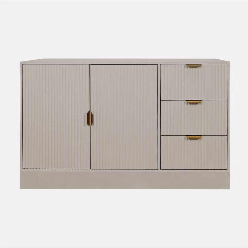 OHS Solid Ribbed Sideboard Buffet Cabinet Storage Unit in Beige Sand – 2