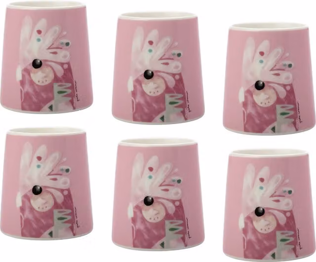 Maxwell & Williams Pete Cromer Galah Porcelain Egg Cups, Set of 6, Yellow and Pink