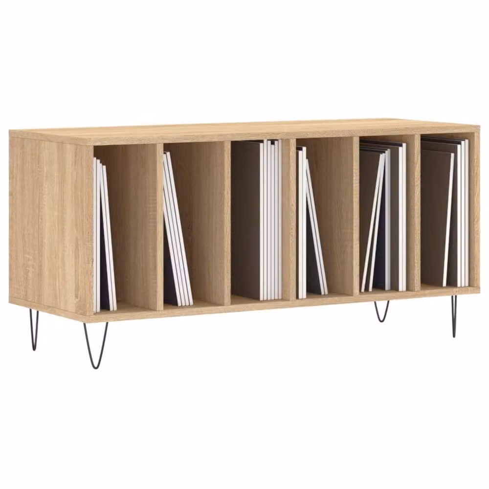 Berkfield Home Record Cabinet in Sonoma Oak and Tan, W/D/H: 100 x 38 x 48 cm – 3