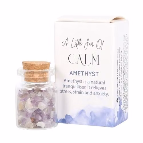 KDMD Amethyst Crystal in a Glass Jar, Purple and Multicolour