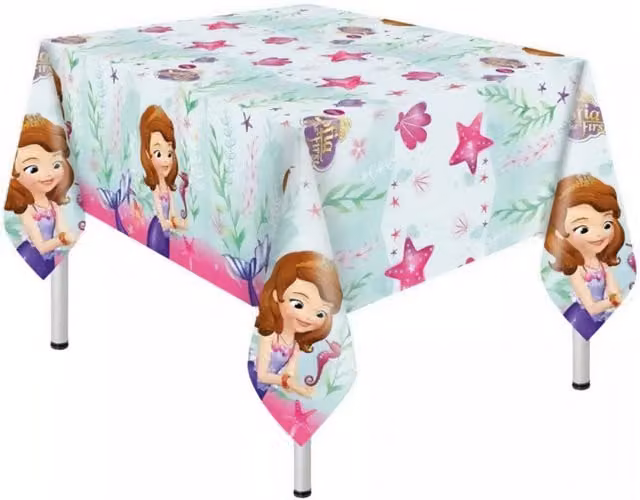 Sofia The First Multicoloured Floral PVC Rectangular Party Tablecloth, W: 180 cm, D: 120 cm