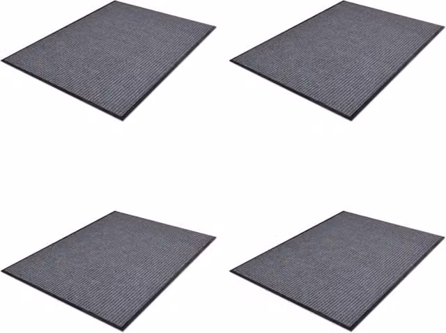 Berkfield Home Non-Slip PVC Striped Door Mats, Grey, 4 Pack, W: 90 cm, D: 60 cm – 1