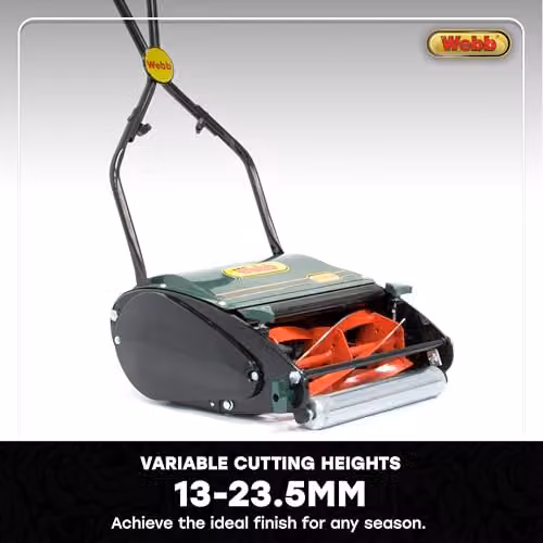 Webb WEH12R Manual Hand Push Cylinder Lawnmower with 18L Collection Bag, Green – 7