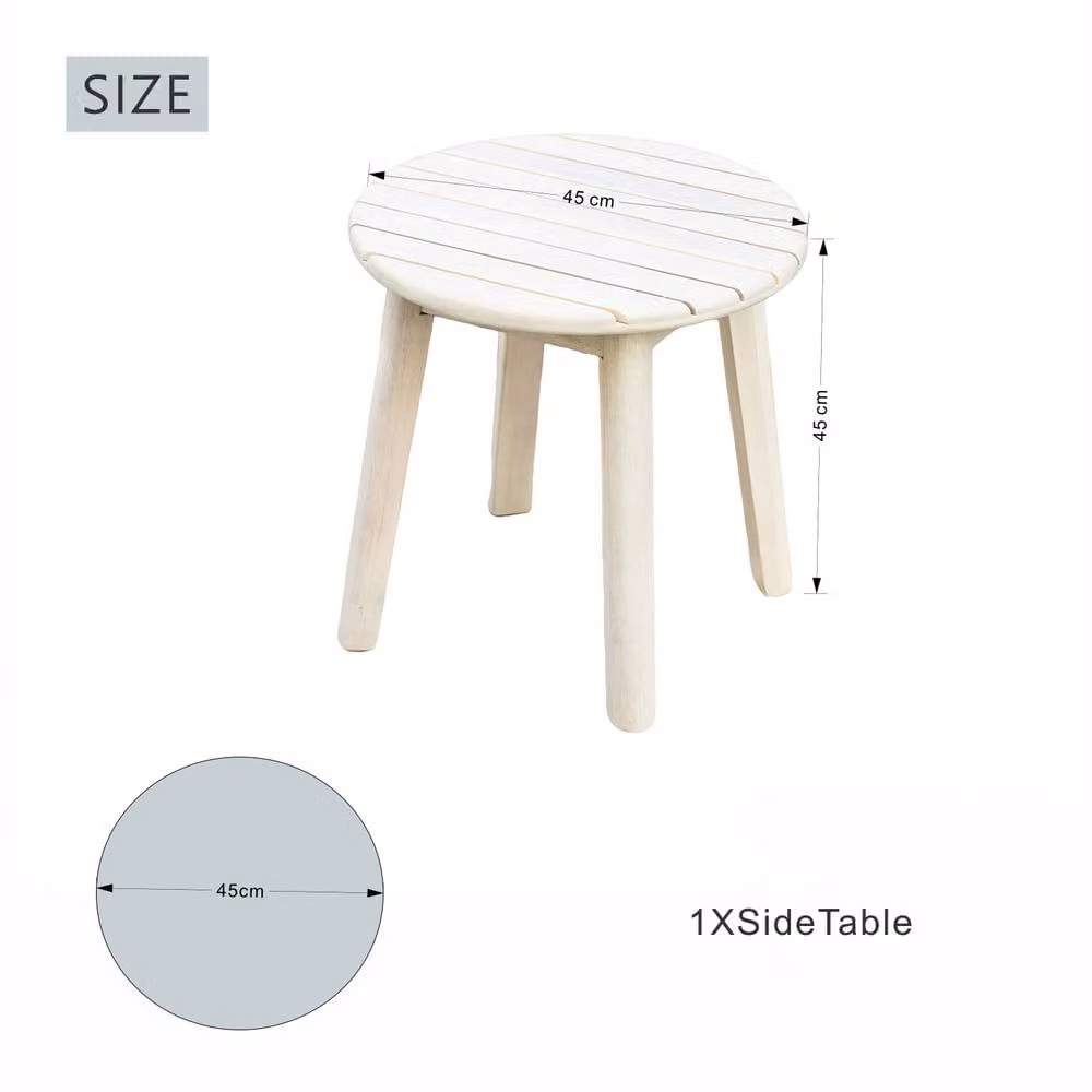 Direct Wicker Acacia Wood Round Side Table in Beige – 2