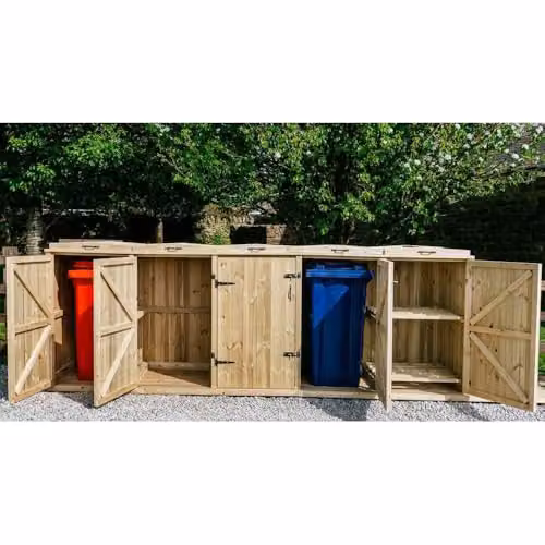 Garden Village Brown Wood 4 Wheelie Bin and 2 Recycle Box Combo Store – 2