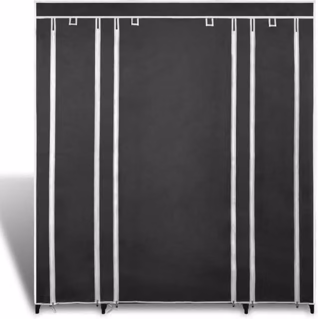 Berkfield Home Fabric Wardrobe with Hanging Rod and Compartments, Black, W/D/H: 45 x 45 x 176 cm