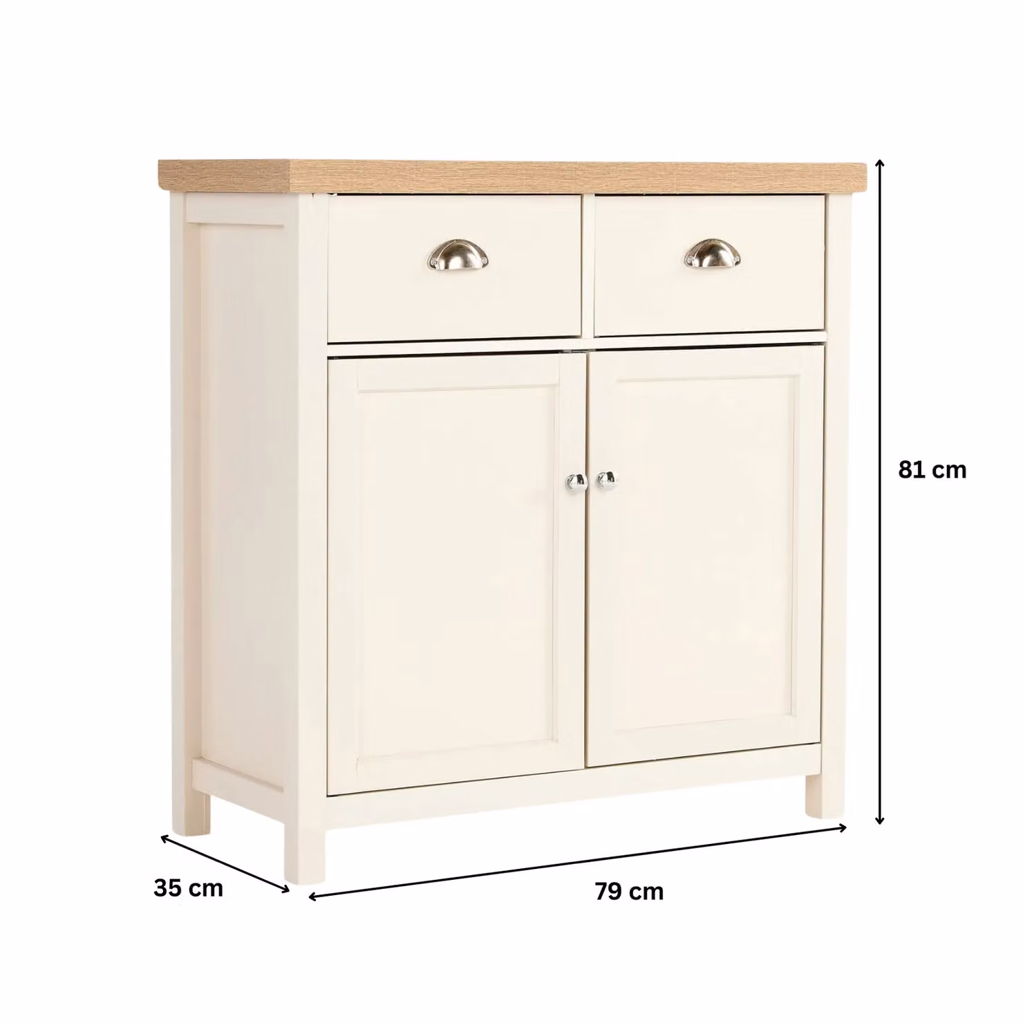 Home Source Avon 2 Door and 2 Drawer Cupboard Unit in Off-White – 2