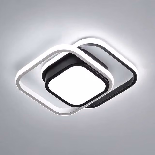 Goeco LED Square Flush Mount Ceiling Lights, 32W, 6500K, Black