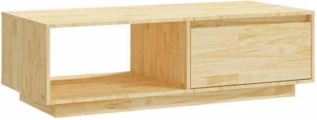 Berkfield Home Modern Rectangular Coffee Table in Natural Solid Pinewood, W: 110 cm, D: 50 cm, H: 33.5 cm