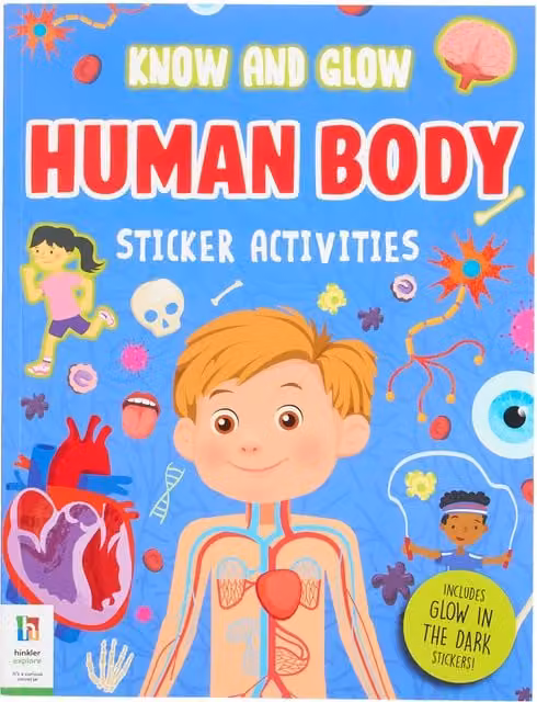 Hinkler Know and Glow Human Body Sticker Activities for Children, Multicolour Paper Stickers