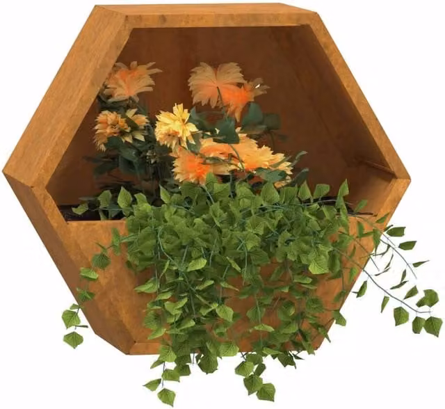 Berkfield Home Wall Planters, 2 Piece Rusty Corten Steel Set in Brown, W: 30 cm, D: 10 cm, H: 25 cm