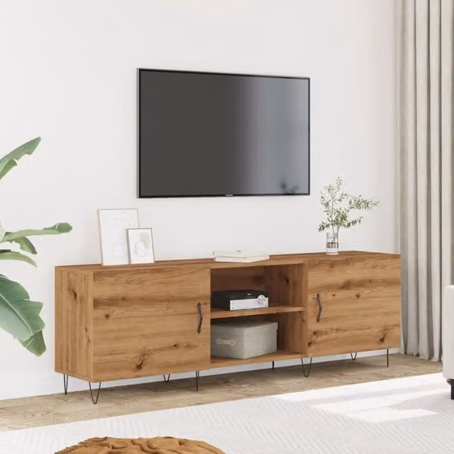 Berkfield Home Artisan Oak TV Cabinet in Brown, W/D/H: 150 x 30 x 50 cm