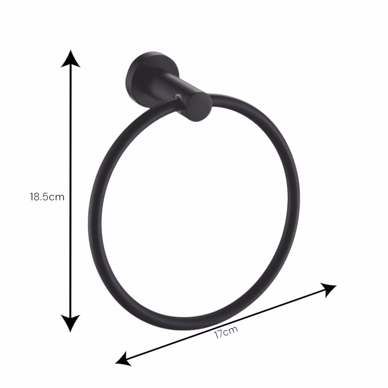 Showerdrape Modernity Black Stainless Steel Wall Mounted Towel Ring W/D/H: 18.5 x 17.0 x 7.0 cm – 2