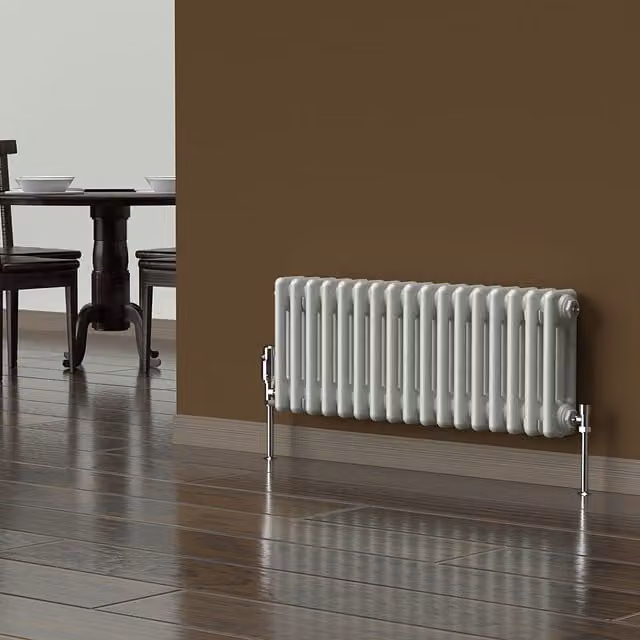 Lux Heat Horizontal 3 Column Steel Radiator in Dove Grey, H: 78.5 cm x W: 30 cm