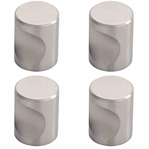 Loops 4 Pack Brushed Stainless Steel Cylindrical Cupboard Door Knobs, 16mm Diameter