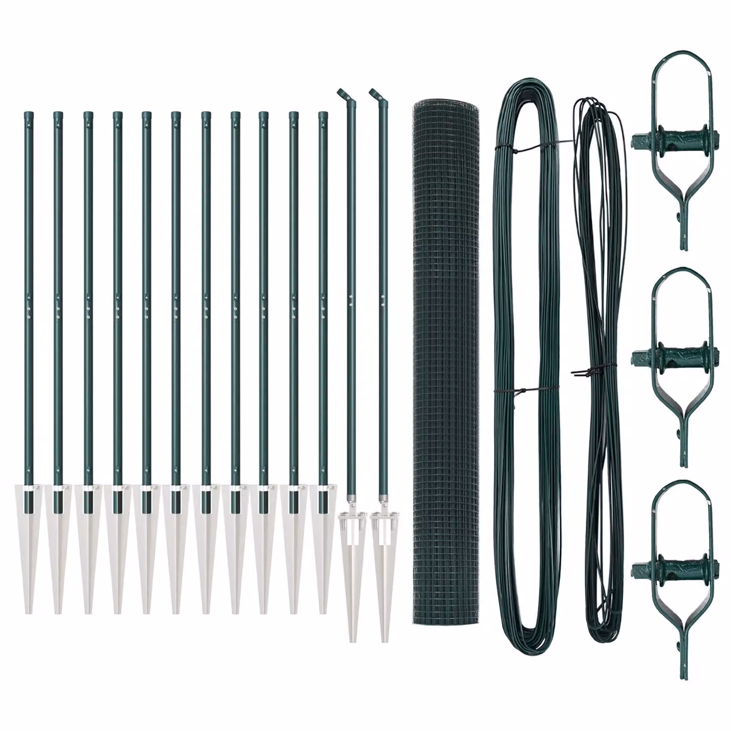 Berkfield Home Green PVC-Coated Steel Welded Wire Fence with 13 In-Ground Spike Posts, W: 120 cm, L: 25 m – 2