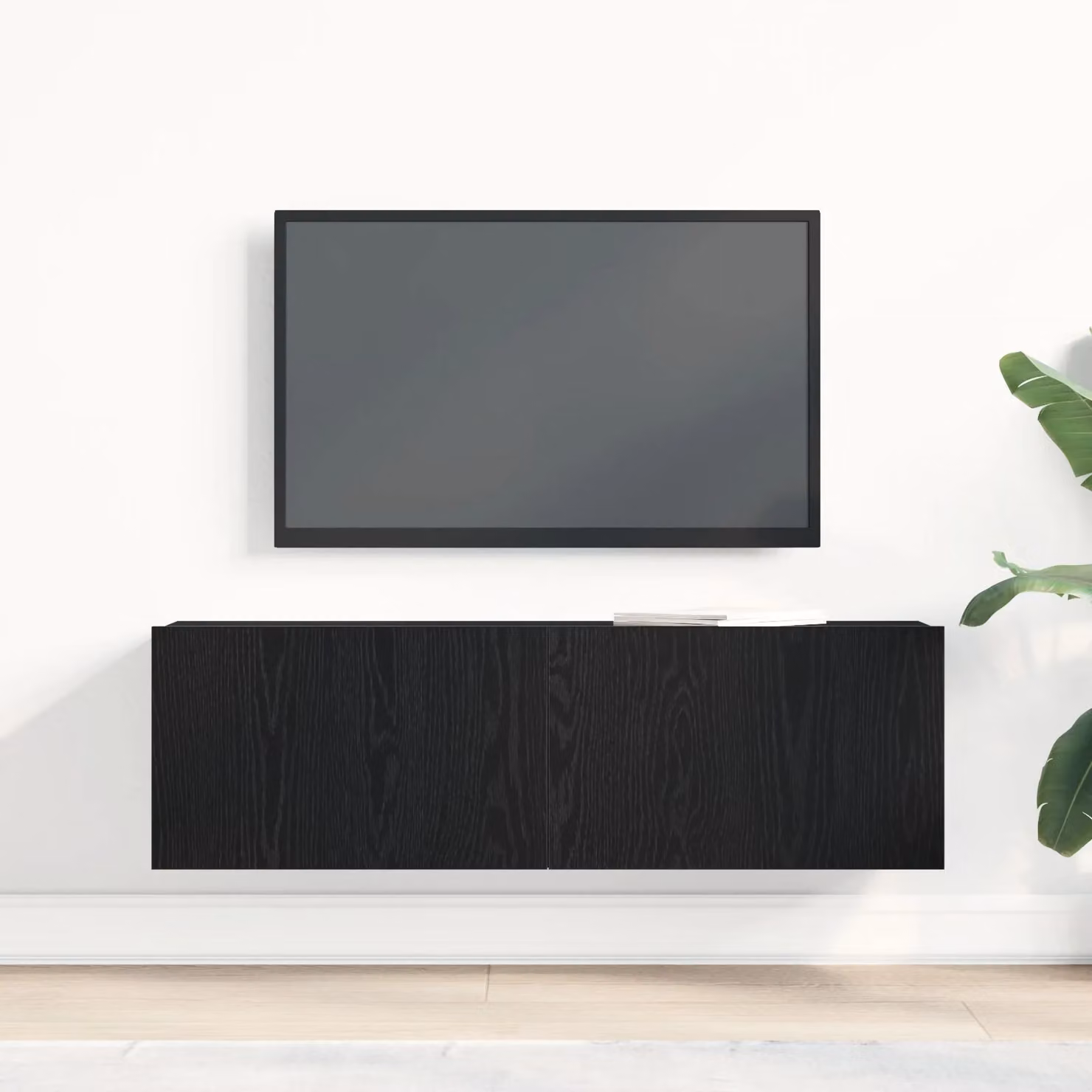 Berkfield Home Black Modern Wall-Mounted TV Cabinet W/D/H: 100 x 30 x 30 cm – 3