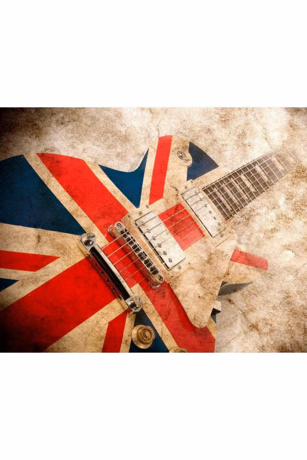 Origin Murals Rock Guitar Vintage Wall Mural in Sepia and Multicolour, W: 300 cm, H: 240 cm – 2