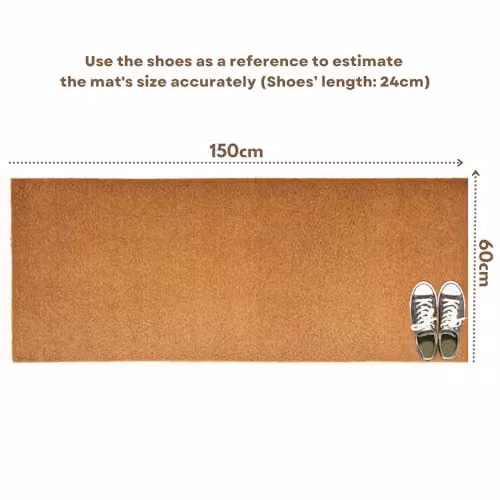 Nicoman Brown Coir and PVC Non-Slip Runner Rug, W/D/H: 60 x 150 x 0.8 cm – 2